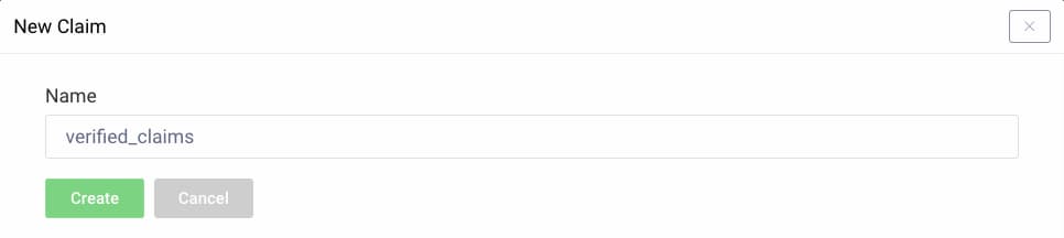 Create new claim screen with name input field