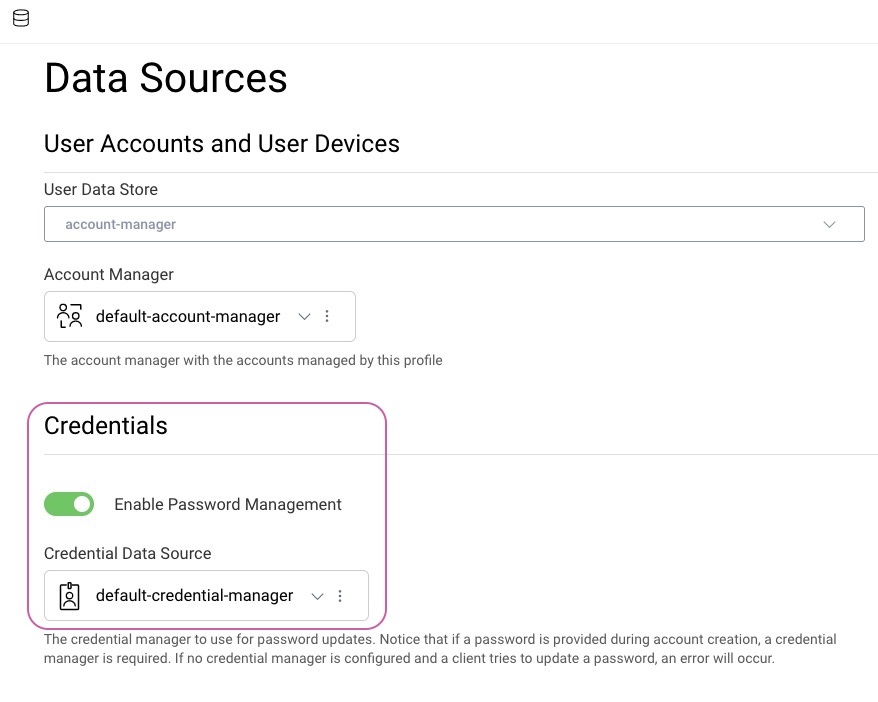 Enable Password Management Enable Password Management