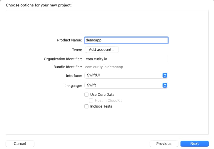 Create Project iOS